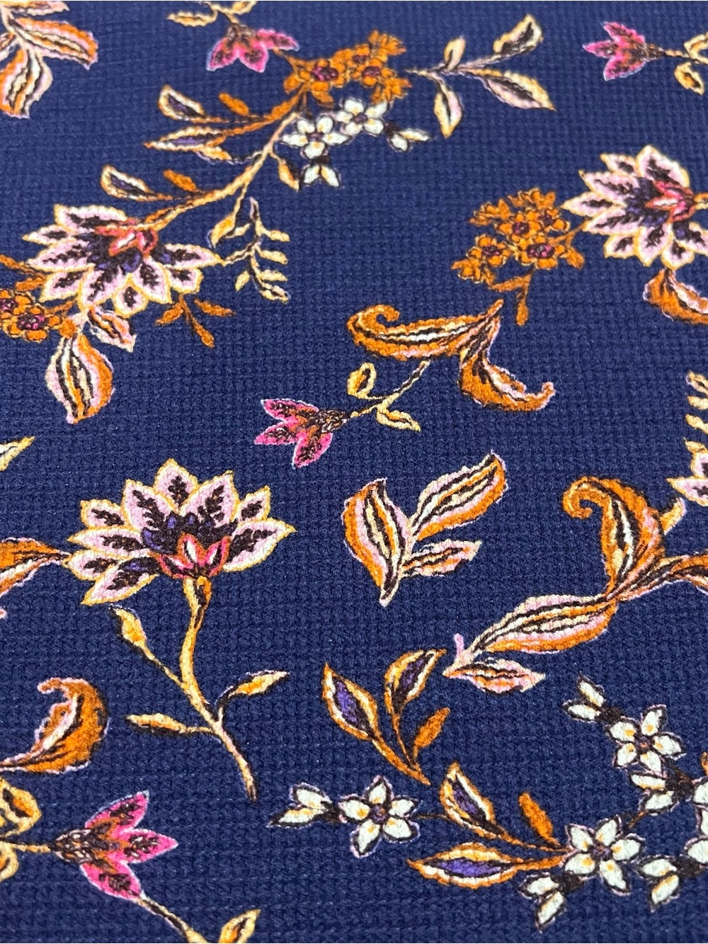 Sundance Loretta Cobalt Blue Floral Long-Sleeve Waffle Thermal XL Crewneck Boho - Picture 6 of 16